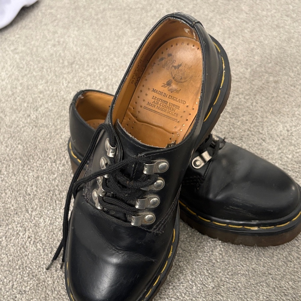 Dr. Martens Black Oxfords with Yellow Accents